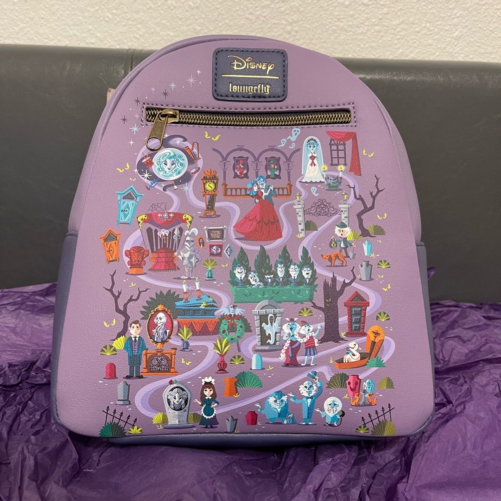 Loungefly new haunted mansion purple map ride backpack disney